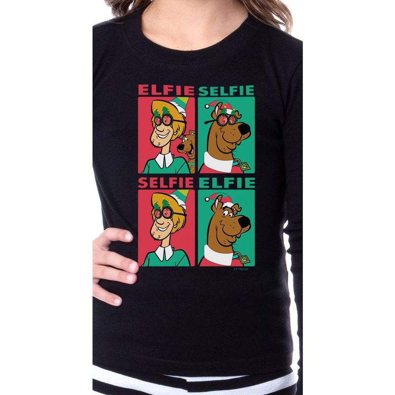 Scooby-Doo Shaggy Elfie Selfie Christmas Tight Fit Family Pajama Set Child, 4 of 6