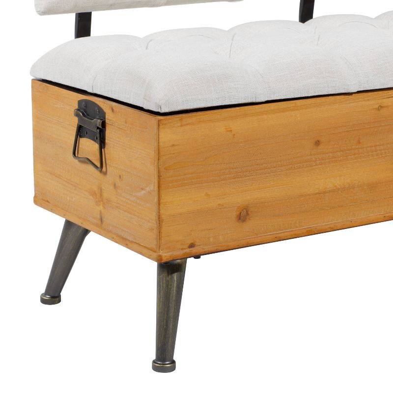 Industrial Wood Rectangular Upholstered Storage Bench White - Olivia &#38; May, 4 of 33