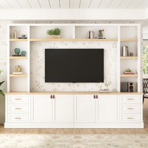 4-Piece Entertainment Center Wall Unit with Adjustable Shelves, Modern TV Stand for TVs Up to 75", Media Console with 6 Drawers - ModernLuxe - 1 of 4