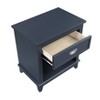 Vynxaria Classic 1-Drawer Nightstand - Navy Blue Finish, Bottom Storage Cubby, Polished Nickel Ring Pulls - 4 of 4
