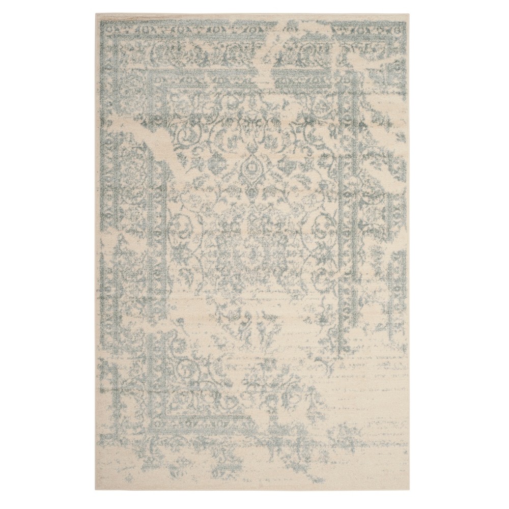 6'x9' Addaneye Medallion Square Area Rug Ivory/Slate - Safavieh