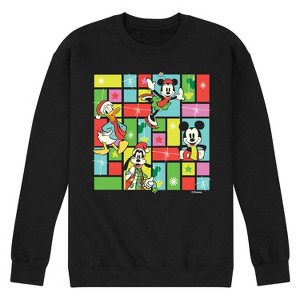 Men's - Disney - Mickey Minnie Goofy Donald Christmas Grid Graphic Fleece Sweatshirt - 1 of 4
