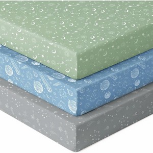LISM 3 Pack Neutral Crib Sheet Set for Standard Crib and Toddler Mattress - 1 of 4
