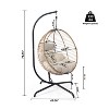 Christopher Knight Home Odell Outdoor Upholstered Hanging Basket Chair with Stand, Beige/Brown - 3 of 4