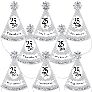 Big Dot of Happiness We Still Do - 25th Wedding Anniversary - Mini Cone Anniversary Party Hats - Small Little Party Hats - Set of 8 - 1 of 4