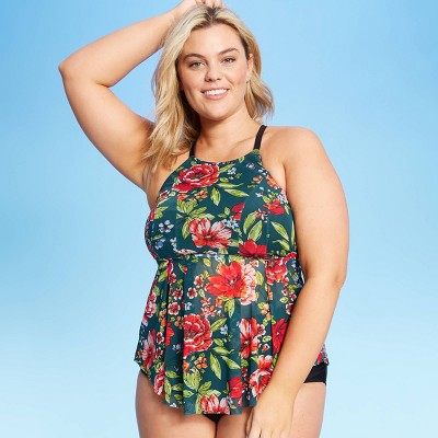 plus size high neck swim top