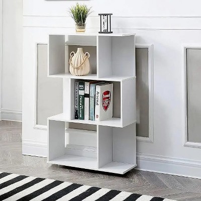 White three-layer simple household bookshelf