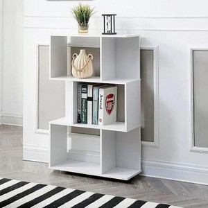 White three-layer simple household bookshelf - 1 of 4