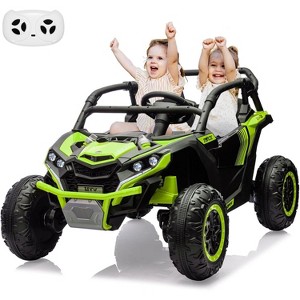 24V Kids UTV Off-Road, 4x4 Electric Truck w/Sunshade, Remote, LED Lights, Shock Absorber, Horn & Music Player - 1 of 4