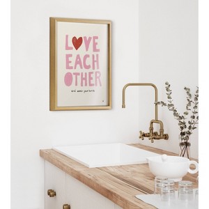 16" x 20" Blake Love Each Other by Kelly Knaga Framed Printed Glass Natural - Kate & Laurel All Things Decor - 1 of 4