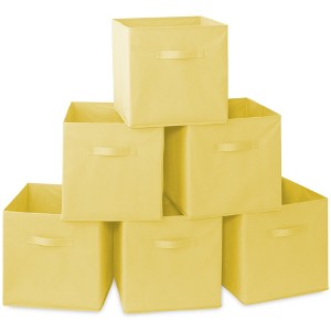 Casafield Set of 6 Collapsible Fabric Storage Cube Bins, Foldable Cloth Baskets for Shelves and Cubby Organizers - 1 of 4