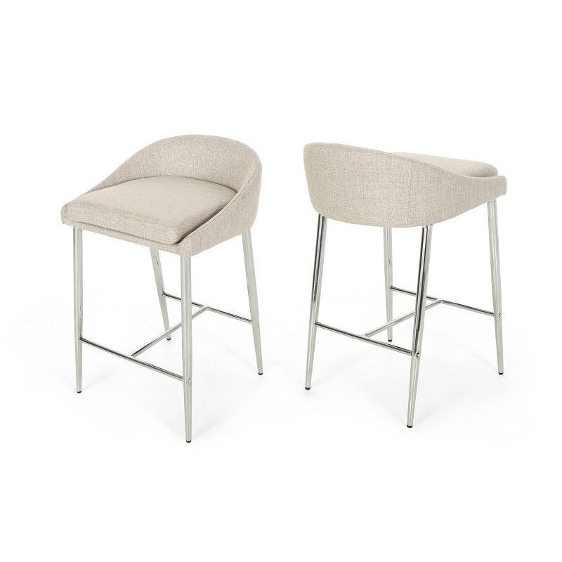 Set of 2 Bandini Modern Upholstered Counter Height Barstools - Christopher Knight Home, 1 of 8