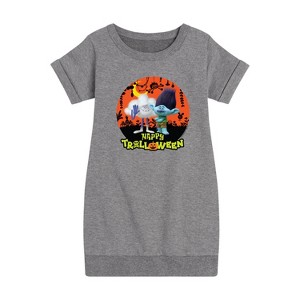 - Trolls - Happy Trolloween Branch and Cloud Guy Graphic Short Sleeve Fleece Dress - 1 of 4