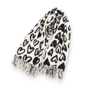 Anna-Kaci Women's Soft Heart Pattern Brushed Scarf with Fringe Tassel Ends 70.5×27.5 Inches - 1 of 4