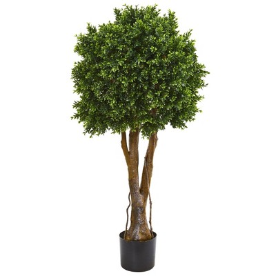 Nearly Natural 46” Boxwood Artificial Topiary Tree UV Resistant (Indoor/Outdoor)