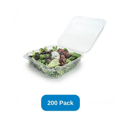 Good Natured Products 96 oz Clear Clamshell Container 8x8x3 Compostable - Case of 200