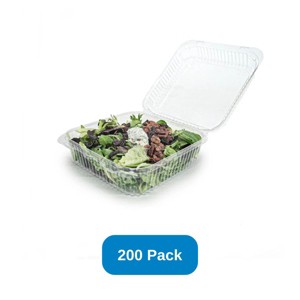 Good Natured Products 96 oz Clear Clamshell Container 8x8x3 Compostable - Case of 200 - 1 of 3