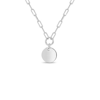 Sublimation Small Circle Rotating Necklace (w/ Blank Disk) Silver (Rope Chain)