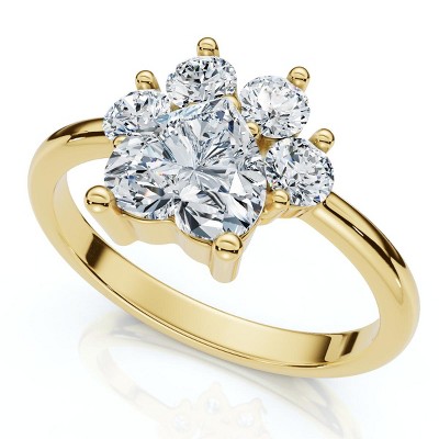 Pompeii3 1 1/3Ct Cat Paw Shape Diamond Ring 14k Gold Lab Created