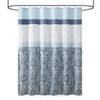 PAGED Transitional Colorblock Shower Curtain, 72x72" Geometric Damask Print Shower Curtain for Bathroom - Embroidered Detailing - 4 of 4