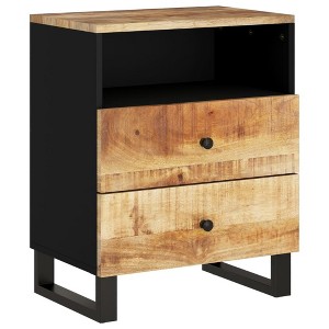 vidaXL Cabinet Accent Nightstand End Table with Storage Drawer Solid Wood - Multicolor - 1 of 4