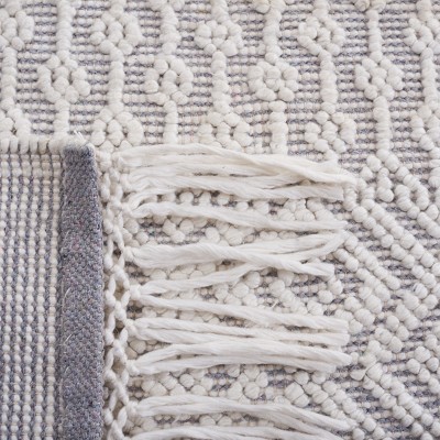 Grey and Ivory Hand-Tufted Wool Shag Area Rug