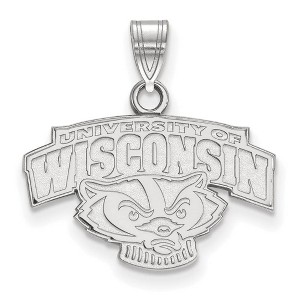 Black Bow Jewelry 10k White Gold Wisconsin Badgers NCAA Small Pendant - 1 of 3