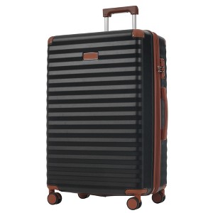 Vynxaria 3-Piece Hardshell Luggage Set with TSA Lock - Black Brown Carry-On Suitcases - 1 of 4