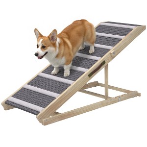 PawHut Dog Ramp for Couch, Foldable Pet Ramp for Small to Large Dog, 4 Adjustable Height from16" to 23.5", Pet Steps with Non-Slip Carpet for Bed - 1 of 4