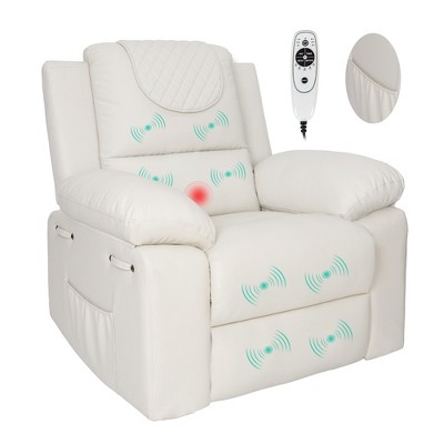 Classic Recliner Chair with Massage, Heat, Breathable PU Leather Electric Adjustable Recliners for Small Space or Living Room, Office, Bedroom