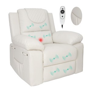 Classic Recliner Chair with Massage, Heat, Breathable PU Leather Electric Adjustable Recliners for Small Space or Living Room, Office, Bedroom - 1 of 4