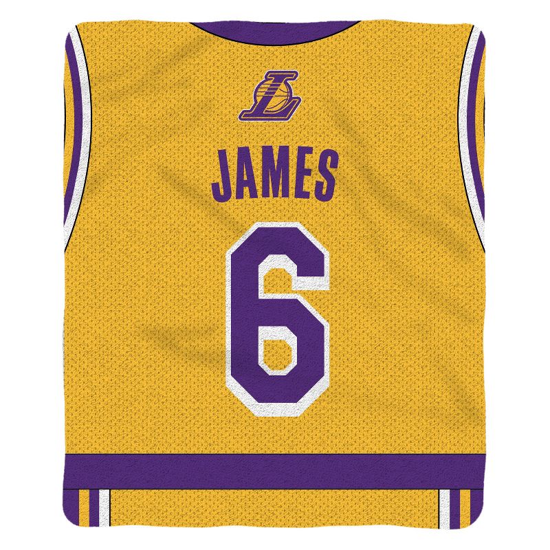 Sleep Squad Los Angeles Lakers LeBron James 60 x 80 Raschel Plush Jersey Blanket, 3 of 7