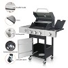 BestParts 3 Propane Grill, Outdoor Burner, with SS Plancha, 36900 BTU, Enamel Cooking Grate, Foldable Side Table, Stainless Steel Hanging Basket - 2 of 4