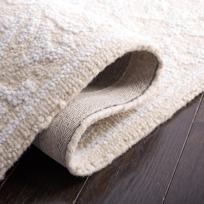 Ivory and Beige Handmade Tufted Wool Square Rug