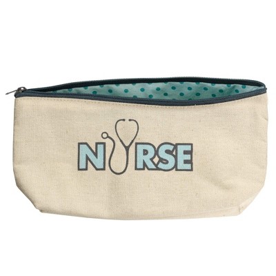 Dicksons Nurse Stethoscope Teal 9 x 4 Inches Zippered Canvas Beauty Travel Bag