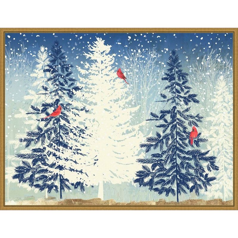 24&#34; x 18&#34; Snow Christmas Trees by PI Studio Framed Canvas Wall Art - Amanti Art, 1 of 11