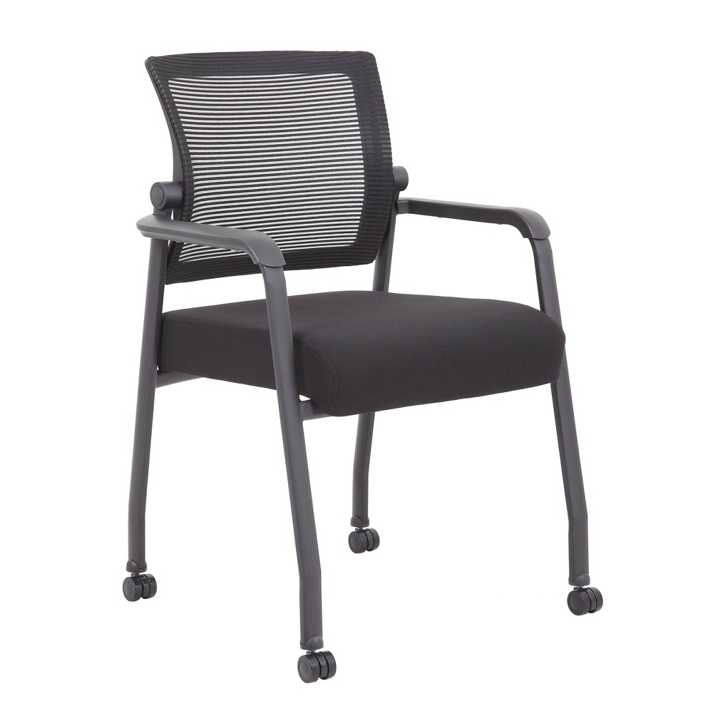 Mesh 4 Legged Guest Chair Black - Boss Office Products: Upholstered, Breathable, Fixed Height