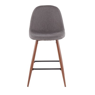 Walnut and Charcoal Swivel Counter Stool with Metal Frame