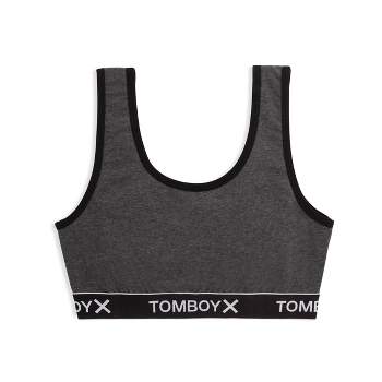Tomboyx Racerback Bra, Cotton Comfort Wireless Charcoal Xx Large