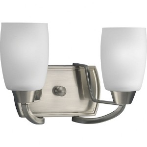 Progress Lighting Wisten Collection 2-Light Bath Bracket, Brushed Nickel, Etched Glass Shade - 1 of 4