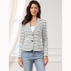 INSPIRE CHIC Women's Notched Collar Long Sleeve Button Front Striped Blazer - 3 of 4