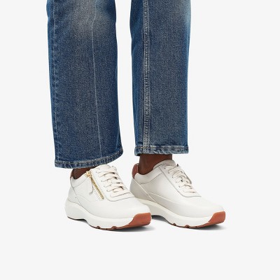 Женские кроссовки Clarks Womens Tivoli Zip Off White Leather Sneakers 7 Medium — фото 2