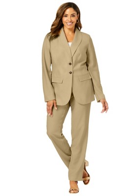 Jessica London Women’s Plus Size Single-Breasted Pantsuit, 36 W - Camel Tan