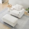 VASIP Green Corduroy Single Sofa with 1 Pillow and 2 Throw Pillows,  Footstool Convertible Storage Space ,for Small Space,Bedroom,Living Room - 4 of 4