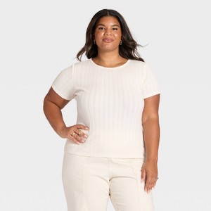 Women's Short Sleeve Pointelle T-Shirt - Universal Thread™ - 1 of 3