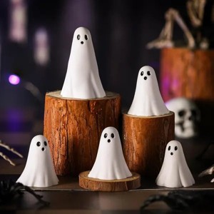 5 Pcs Halloween Ghost Figurine Resin Ghost Sculpture Statue Cute Halloween Decorations Spooky Tiered Tray Decor for Table Centerpieces Tabletop Shelf - 1 of 4