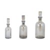 Glass Decorative Vases with Iridescent Stoppers - Tall Bottle Shape - Modern Home, Living Room, Bedroom, or Office Decor Set of 3 - 6", 5", 4" Gray - 2 of 4