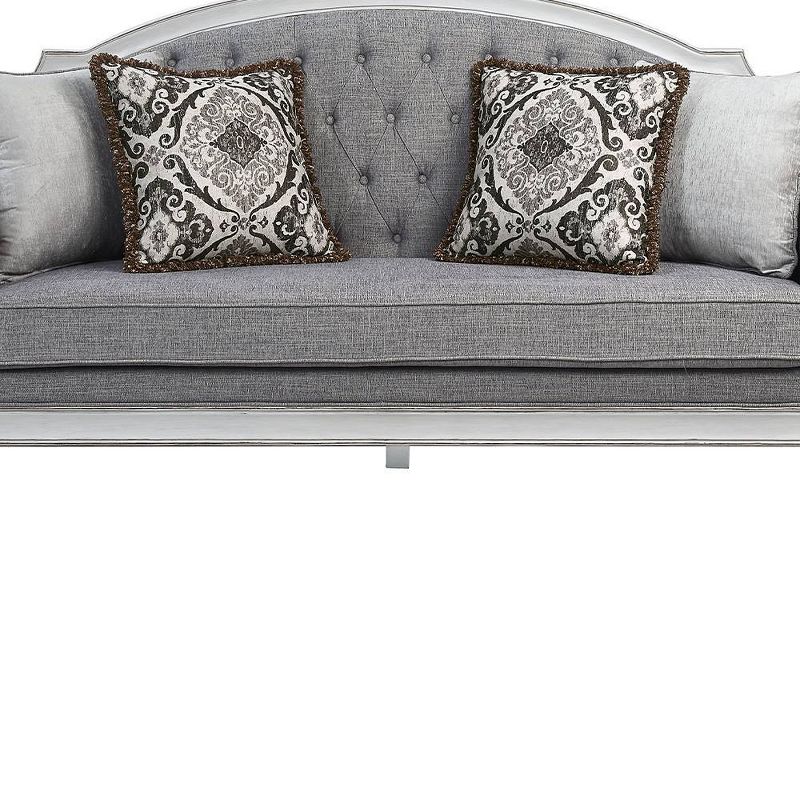 88&#34; Florian Sofa Gray Fabric and Antique White Finish - Acme Furniture, 4 of 10