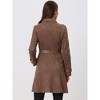 Allegra K Women's Vintage Faux Suede Mid-Thigh Belted Single Breasted Trench Coat - 4 of 4