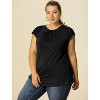 Agnes Orinda Women's Plus Size Ruched Short Sleeve Summer Casual Blouses - 2 of 4